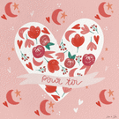 Coeur fleuri pour un doux message d'amour